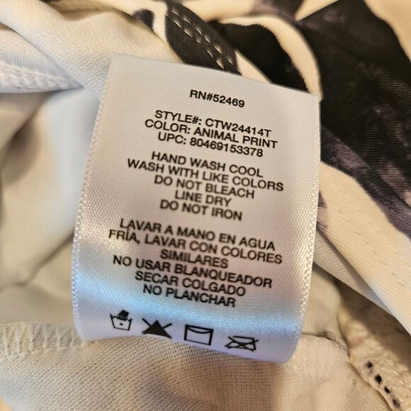 Catalina Women's Swimsuit Top (only) Black Zebra, Plus Size 2X halter neck tie - Picture 12 of 12